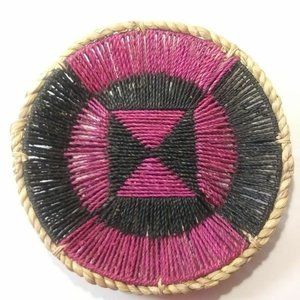 Woven Hanging Wall Décor Basket Round  Boho Artistic Straw Dinning Placemat VTG